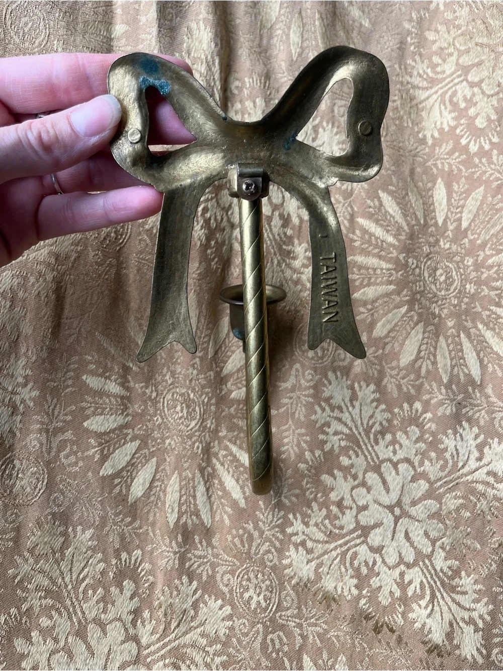 Vintage Brass Bow and Ribbon Wall Sconce Candlestick Holder